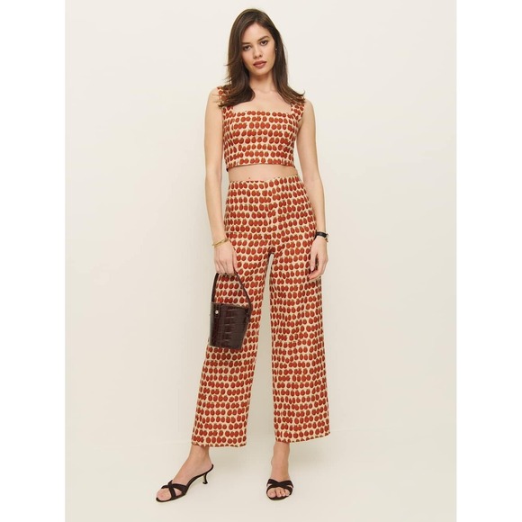 NWT Reformation Jasmine Linen Crop Top Fresh Tomato 4 - Picture 4 of 10